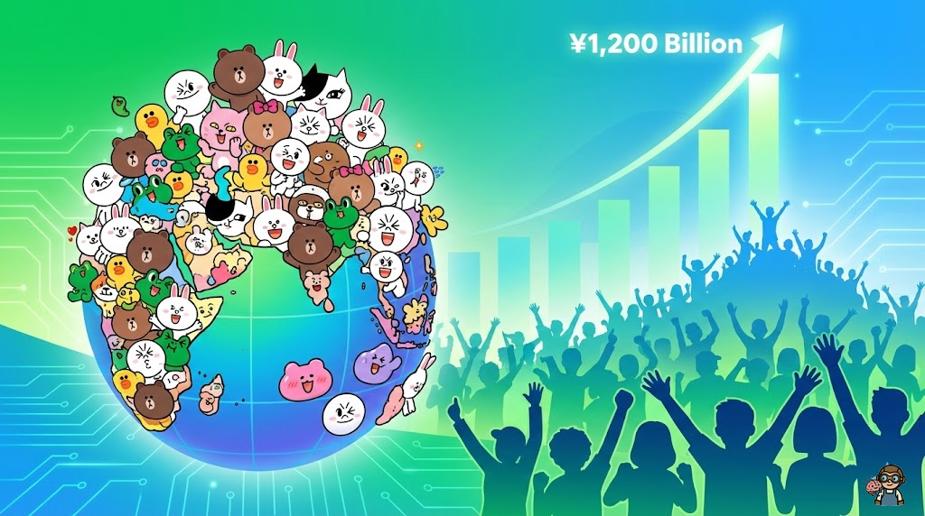 LINEスタンプ市場の規模と成長を表すイメージ