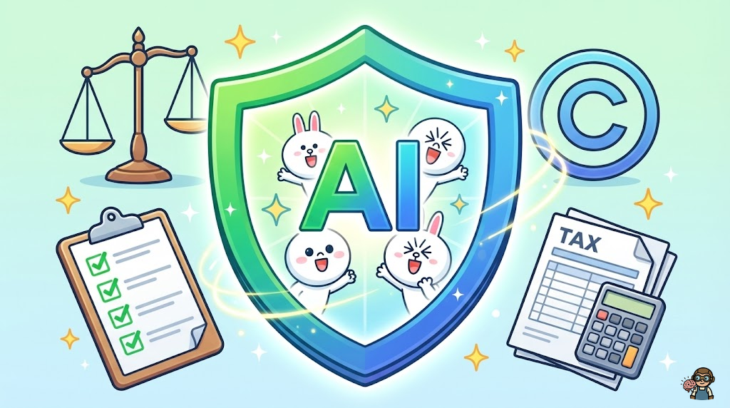 著作権・法律・税金に関する注意事項のイメージ