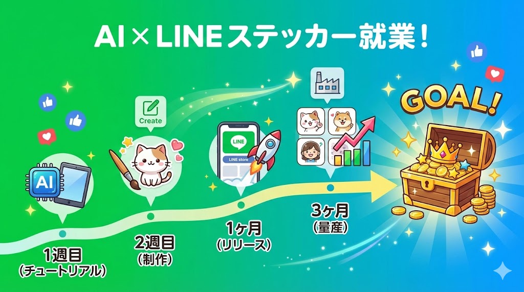 AI × LINEスタンプ副業のロードマップイメージ