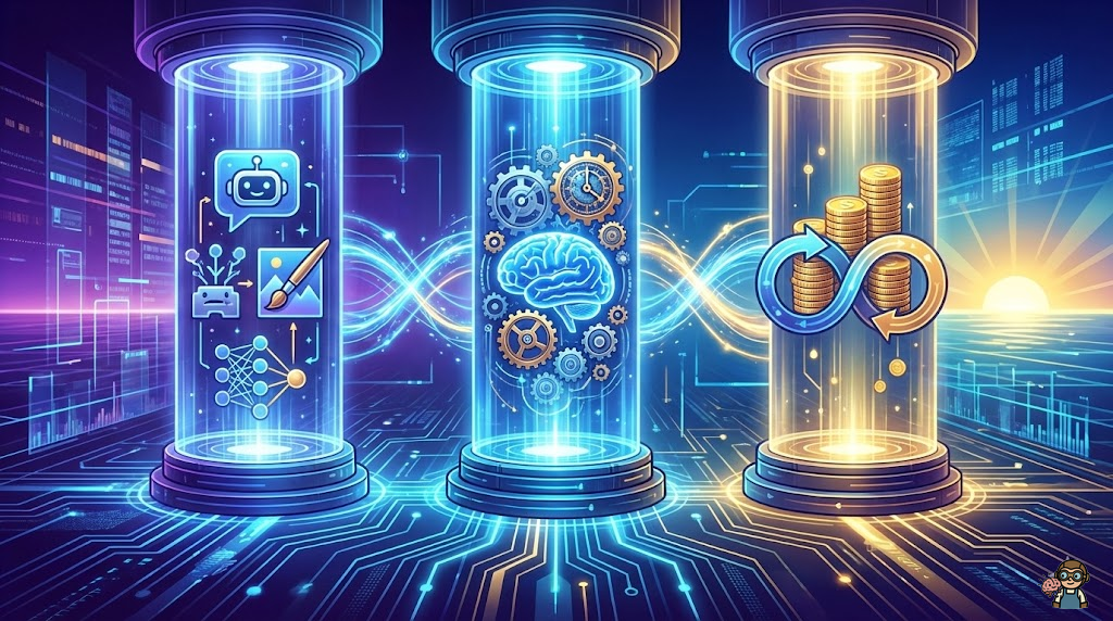 2025年のAI副業3大トレンドを示すイメージ