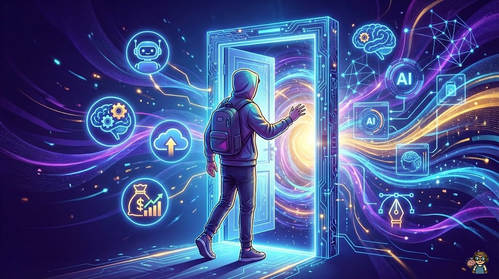 AI副業の未来へ踏み出すイメージ