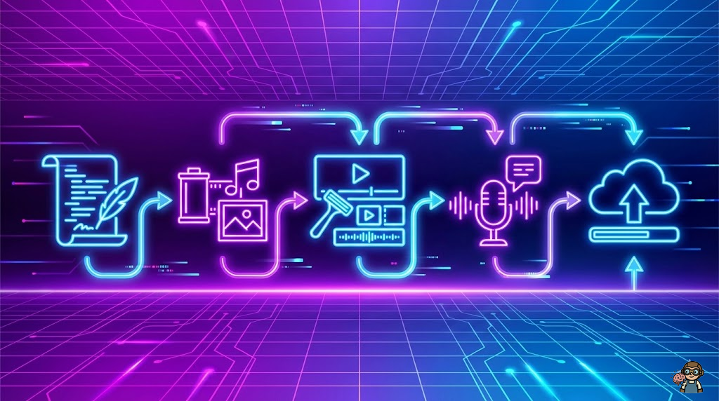 AI動画制作の5ステップフローチャート