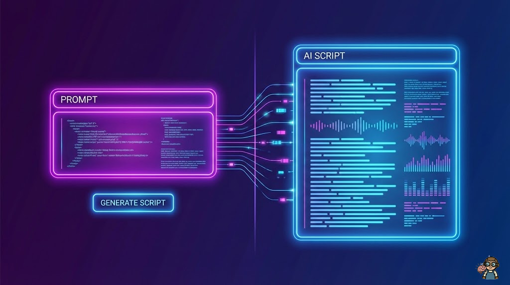 ChatGPTを使って動画台本を作成しているイメージ