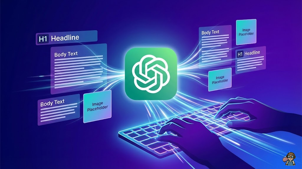 ChatGPTでブログ記事を効率的に作成するイメージ