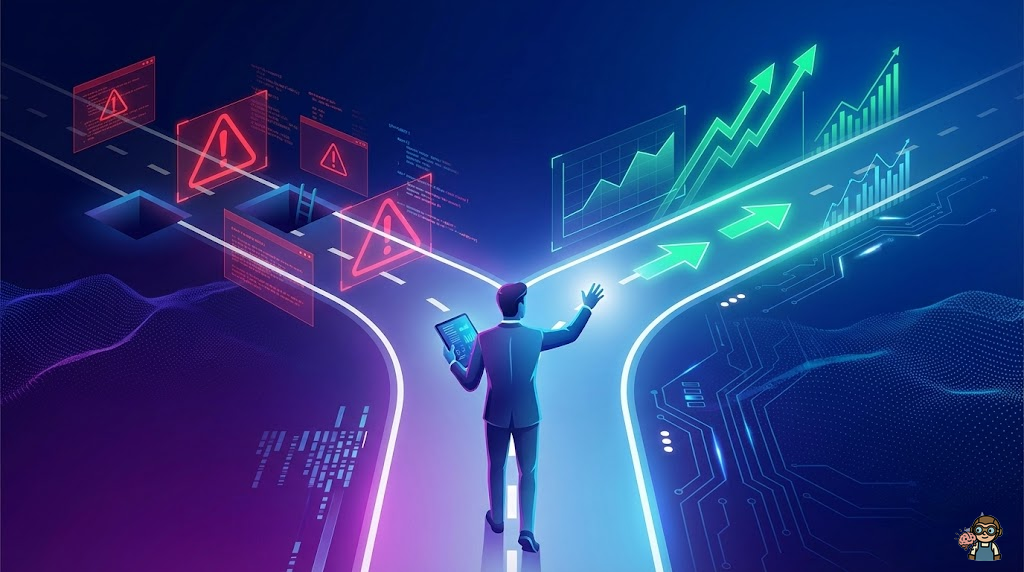 失敗から学ぶイメージ（落とし穴を避けて成功への道を進む）