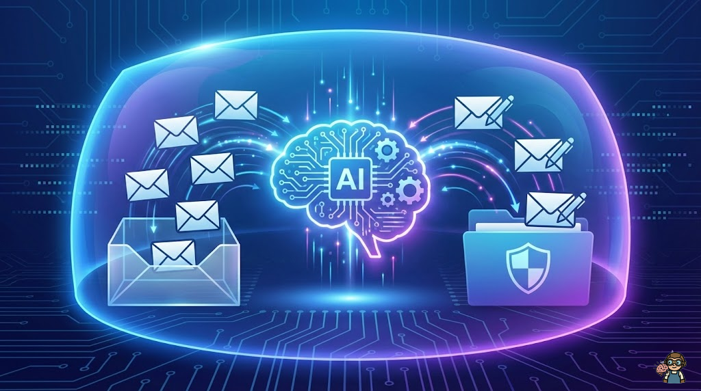 AI返信文自動生成と下書き保存の完全フロー図