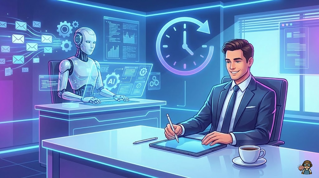 メール自動化による時間削減効果のまとめイラスト