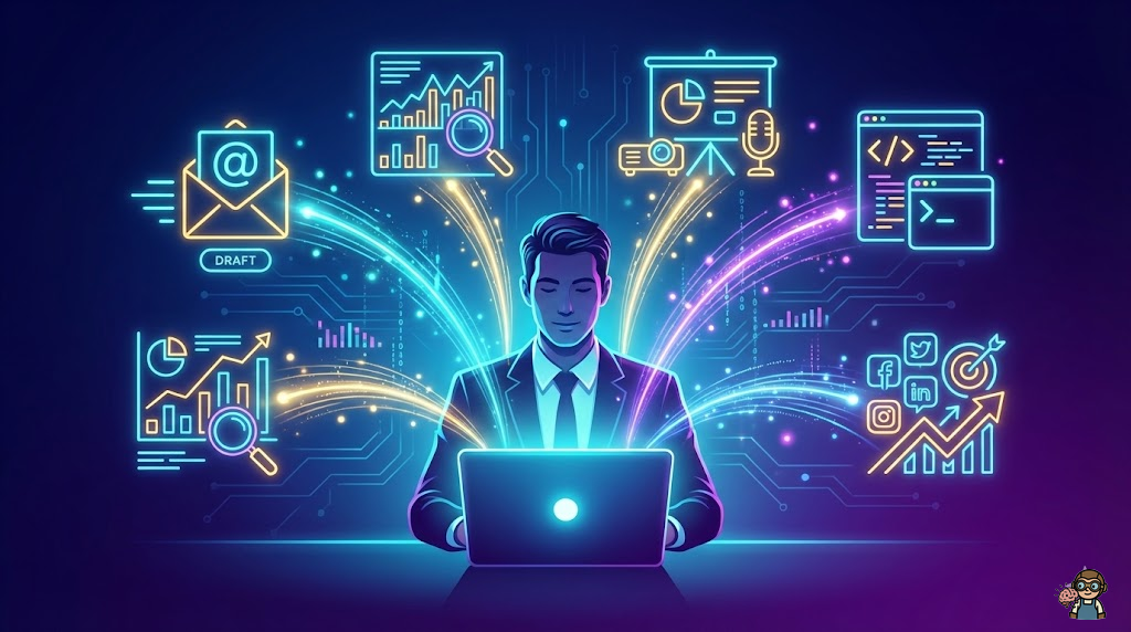 様々なビジネスシーンでプロンプトを活用するイメージ