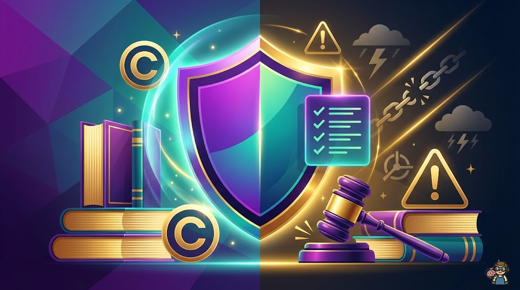 AI画像販売の著作権と法的リスクのイメージ